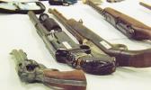 Weapons displayed by police for the media