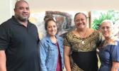The Faleomavaega Eni Hunkin foundation supported the 2018 Samoan Language Symposium.  Representing the foundation were family members including Mrs. Hinanui Hunkin (right), widow of Faleomavaega along with one of their daughters and sons-in-law (left). They are pictured with Elisapeta Alaimaleata director of Le Fetuao Samoan Language Center (2nd right).  