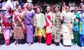 Outgoing Miss Samoa Papalii Alexandra Iakopo (middle) flanked by the nine contestants
