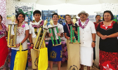 From Left to right: Yasmina Sanchez (1st overall), Samoana High School, Victor Chen (1st Overall), Pacific Horizons, Vincent M. Jagon (2nd Overall) from Faasao Marist High School and Jade Cox, (3rd Overall) Pacific Horizons School.