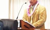 Sen. Magalei Logovi’i  at podium. 