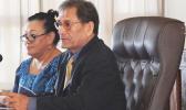 In this 2017 file photo, Senate legal counsel, Mitzie Jessop-Ta’ase (left) is pictured in the Senate chamber with Senator Magalei Logovi’i  [SN file photo]