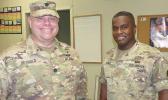 US Army Lt. Col. Clinton C. Seybold (left), Commander of the local US Army Reserve and U.S. Army Maj. Ullisses Taymes (right)