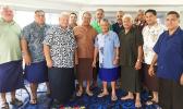 Traditional leaders of Fagatogo, Utulei and Fagaalu last Friday afternoon following a meeting to select its next senator. The leaders selected Fano Mitch Shimasaki (middle in brown).  [photo: AF]]