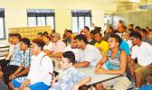 Members of the Samoana High School football team during a gathering at the school cafeteria last week Friday where members of the Booster Club presented the new uniform to the football team. [photo AF]