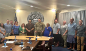 In no particular order, Lt.Governor Talauega E.V. Ale, LTC Christopher Pevey, EPA Director Faamao Asalele, DMWR Director Taotasi Archie Soliai, ODAPM Deputy Director Salu Tuigamala, and USACE personnel Lt.Governor Talauega E.V. Ale, LTC Christopher Pevey, EPA Director Faamao Asalele, DMWR Director Taotasi Archie Soliai, ODAPM Deputy Director Salu Tuigamala, and USACE personnel