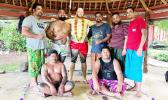 So'omalo Iteni Schwalger in Samoa with others after his tatau was done.