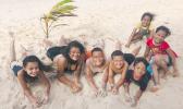 children playing on the beach