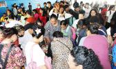 Students and parents at summer school registration
