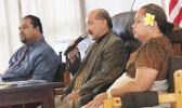 [l-r] Commerce Department deputy director Uili Leauanae; DOC fishery development coordinator Tamatoa Tony Langkilde; and Marine and Wildlife Resources deputy director, Selaina Vaitautolu