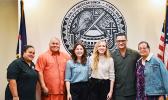Caroline Boyd and Rachel Kelling with Lt Gov and staff