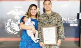 SSGT Taumotoi is pictured here with his wife Ejay Schuster, and son, Giannis Benjamin Taumotoi