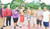 American Samoa boxing officials, with local boxers, following a training session last week in Tafuna. The group will be traveling to Samoa this weekend to take part in the Annual Teuila Boxing Championships. See story for full details. [photo: AF]