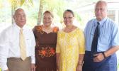  I’aulualo Fa’afetai Talia and his wife, Carol, along with Alesi Aga, and her husband, candidate for lieutenant governor, Tapa’au Dr. Dan Mageo Aga, during a news media event