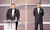 In this 2008 photo provided by WWE, Inc., Rocky "Soul Man" Johnson, left, speaks at his WWE Hall of Fame induction ceremony, as his son, Dwayne “The Rock” Johnson watches. Rocky Johnson died Wednesday, Jan. 15, 2020. He was 75. (WWE, Inc. via AP) ocky "Soul Man" Johnson, left, and Dwayne “The Rock” Johnson