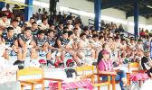 Team Fa’afetai and Team Fealofani gather at the grandstand 