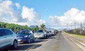 Traffic next to the Veterans Memorial Stadium stretching back all the way through to McDonald’s Tafuna