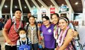 Christinna Lutu-Sanchez (second from right), American Samoa Medicaid Office director Sandra King-Young (third from right) with Lutu-Sanchez’s traveling companions