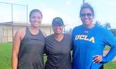 New Mexico State University softball commit Matalasi Uiagalelei Fa’apito, with her cousin Selina Uiagalelei Ta’amilo, former UCLA star pitcher; and Manumalo Academy softball coach Tiana Trepanier