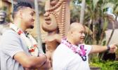 He is pictured here in this screenshot with his dad, Galu. See the preview on The Polynesian Football Hall of Fame Facebook page. [screenshot from documentary Tua and his dad, Galu