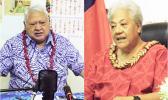 Samoa's caretaker Prime Minister Tuilaepa Salele Malielegaoi (left) and FAST leader Fiame Naomi Mata'afa