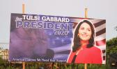 Mini-size billboard for US democratic presidential hopeful, Tulsi Gabbard