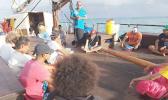 students on Samoan voyaging canoe
