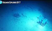 Okeanos on the seafloor exploring crater of deep, previously unexplored "Utu" seamount in American Samoan waters. [photo: NOAA]