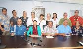 J Medical Center Chief Executive Officer, Faumuina John Faumuina (3rd from left) and Health director Motusa Tuileama Nua (4th from left) — along with task force members and medical personnel