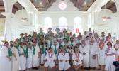 Vailoatai Choir, church and traditional leaders pose in the church