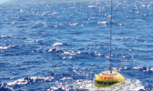 The Pacific Islands Ocean Observing System wave buoy off Aunu’u that was recently tampered with. It’s the only wave buoy in the Samoan waters.  [photo: Kimball Milikan/via Samoa News]