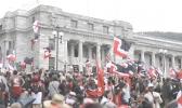  The hīkoi protesting against the Treaty Principles Bill in Wellington 
