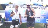 Winners of Saturday's Triathlon Olympic Division: Scott Alpuerto (first place) and Matt Bracken (2nd place). The Olympic challenge featured a mile swim, twenty-four-mile bike route, and a six-mile run. See story for full details.  [photo Mark Espiritu]