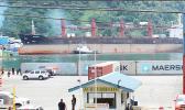 A view of the Port of Pago Pago as the North Korean cargo ship, Wise Honest, is slowly being towed to the main dock of Pago Pago Harbor