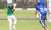 Ali’itoa Langkilde of Leone catching his first touchdown pass of the game – he led the Lions with two touchdowns that pulled Leone to their third victory of the season. [photo: TG]