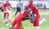 Two Faga’itua Viking defenders break up a pass