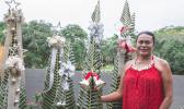 SAMOA'S OWN: Louise Main combines her love for nature and her keenness to create beautiful arts and crafts to produce striking decorative pieces and recently her take on the Christmas tree where she used palm fronds has been a hit. (Photo: Misiona Simo) SAMOA'S OWN: Louise Main combines her love for nature and her keenness to create beautiful arts and crafts to produce striking decorative pieces and recently her take on the Christmas tree where she used palm fronds has been a hit. (Photo: Misiona Simo)