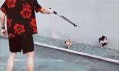 Artyon Zhiryada, 20, was seen shooting a chicken 